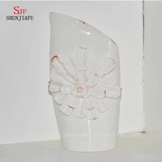 Vaso decorativo cerâmico esbranquiçado do projeto bonito / potenciômetro plantador flor da planta