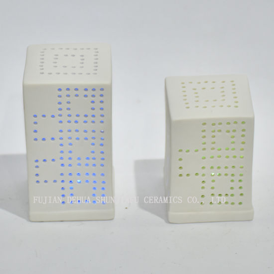 Escolha moderna da forma da arquitetura, velas votivas sem chama multicoloridas do diodo emissor de luz com interruptor de botão / cerâmico