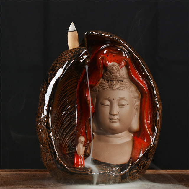  Portador de backflow de cerâmica incenso incenso incenso queimador de incenso Guanyin Shape no atacado Decoração