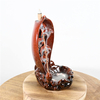 Red Cerâmica de Lótus Folha Estátua Cachoeira Cachoeira Borno Incenso Burner