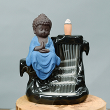 Buddha Monk Ash Catcher Tower Incenso Cone Backflow Stick Holder Produção profissional Green Buddha Ceramic Backflow Incense Burner