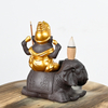 Cerâmica Ganesha senta-se no elefante cachoeira backflow incense cone backflow backflow incenso
