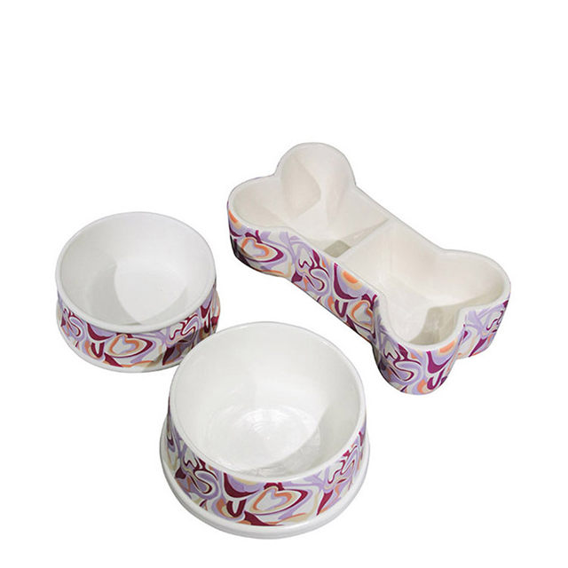 Estilo ósseo Pegadas de cachorro tigela de água tigela de grão adorável produtos para animais tigela única tigela de cerâmica
