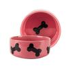 com Osso Estilo Impressão Circular Cerâmica Alimentador de Cães Rosa Cerâmica Alimentador de Animais de Estimação Tigela de Cerâmica