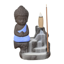 Queimador de Incenso Cachoeira de Cerâmica Azul Pequeno Buda Cachoeira Porta Incenso de Refluxo de Cerâmica