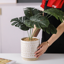 Plantador de planta de planta de flor de cerâmica esculpida Decoração de comprimido para casa decoração de móveis para casa