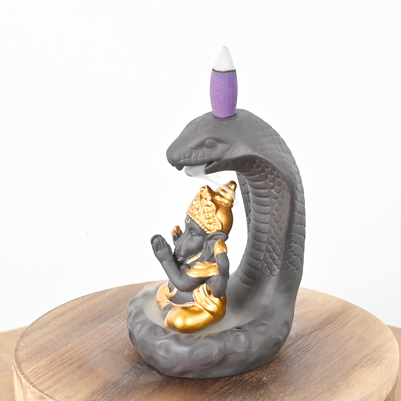 Ganesha e estilo de estátua estilo design de estátua em cachoeira cerâmica queimador de incenso de refluxo