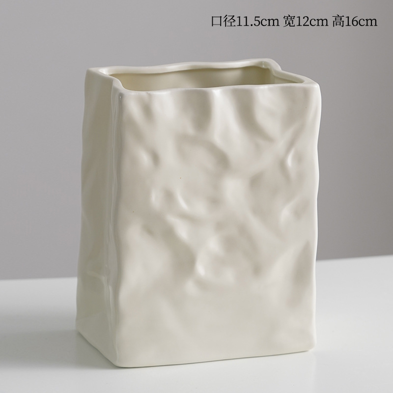 Vaso de cerâmica de decoração de design quadrado