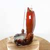 Red Cerâmica de Lótus Folha Estátua Cachoeira Cachoeira Borno Incenso Burner