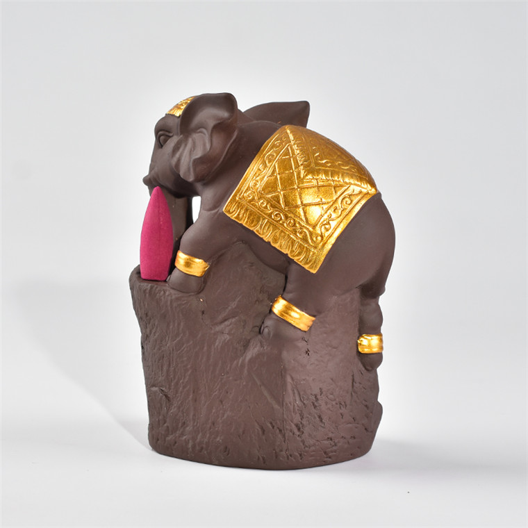 Cerâmico Elefante Cachoeira Backflow Incense Burner