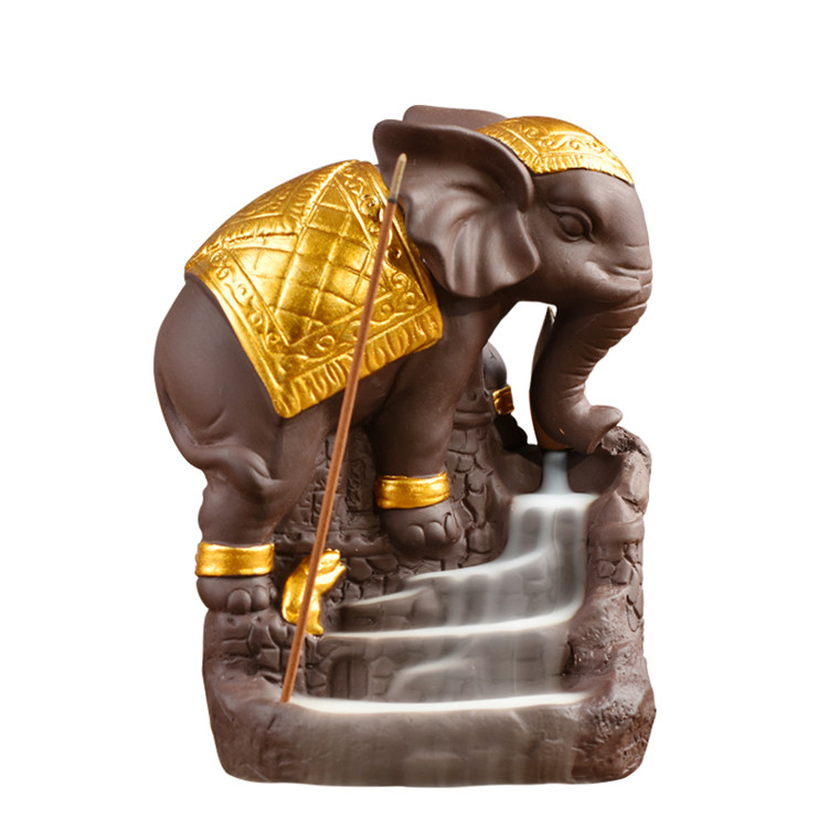 Cerâmico Elefante Cachoeira Backflow Incense Burner