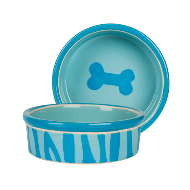 Tigela Bottom Dog Footprints Circular Azul Cerâmica Dog Bowl Cerâmica Pet Feeder