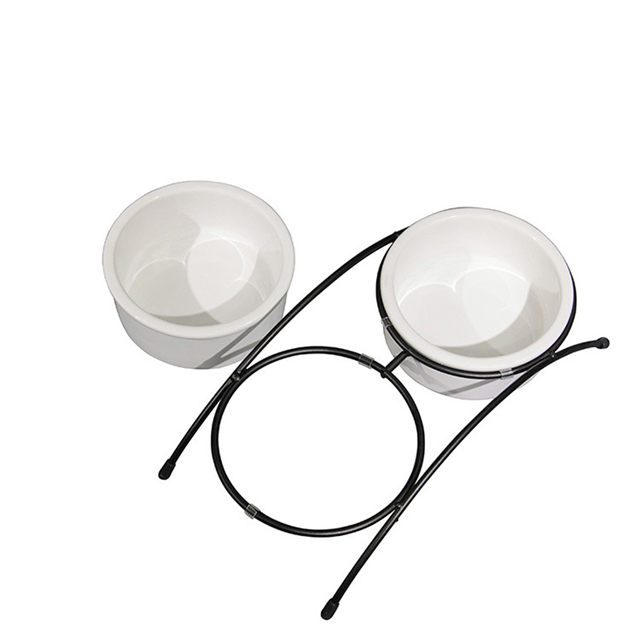 Tigela para cães de estimação Tigela para gatos Mesa de jantar com estrutura de ferro Tigela dupla Tigela de cerâmica para cães Tigela para alimentos Tigela para alimentos para gatos