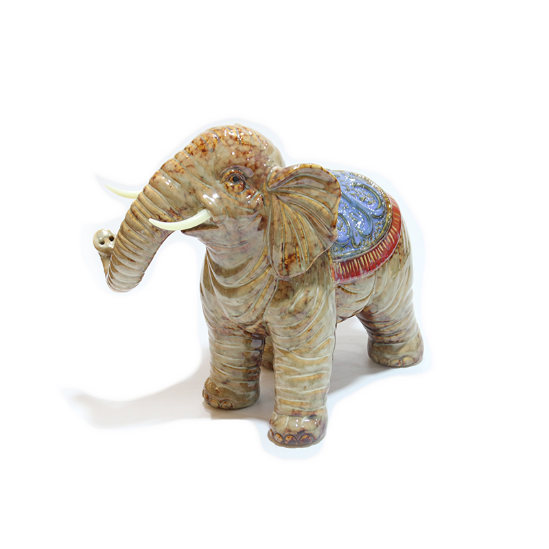 Elefante de cerâmica ornamento animal Elefante colorido puxa bebê elefante