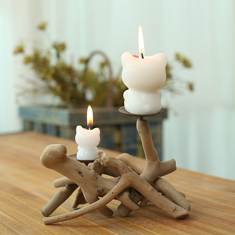 Driftwood Tealight 2 Candle Bandey Piece com 2 recipientes de vidro pela Artisan Living