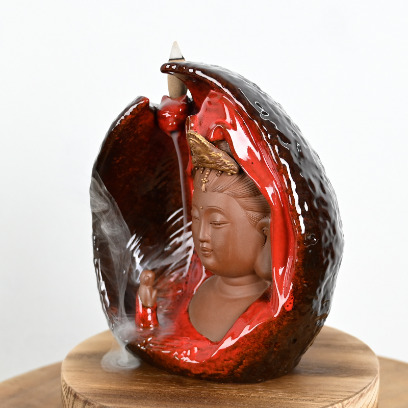 Fabricante de vendas diretas de cerâmica Guanyin Cachoeira Queimador de incenso de refluxo