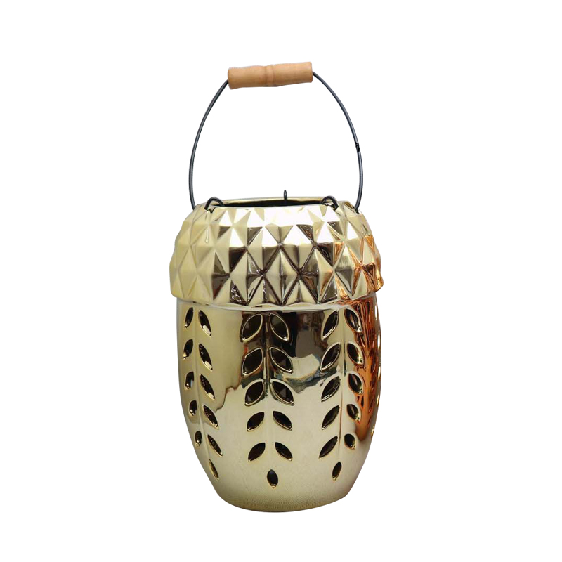 Lanterna de cerâmica de cerâmica de ouro claro eletroplinado