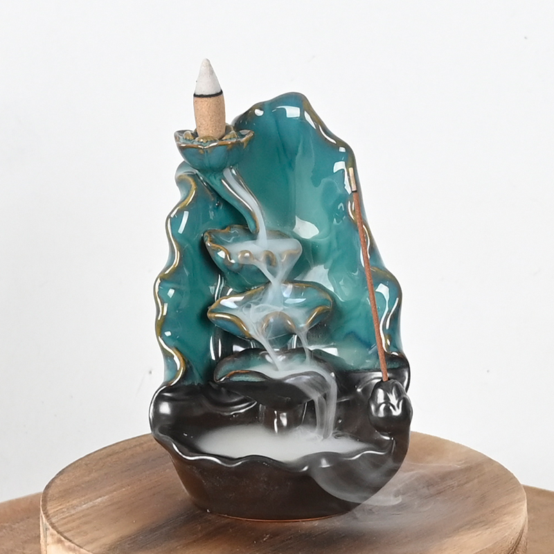Encretador de cone de cone em cachoeira cerâmica queimador de incenso de refluxo 