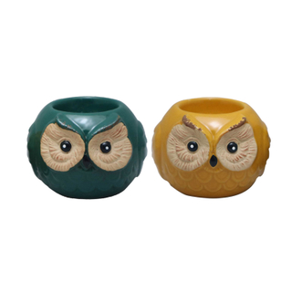 Conjunto de suporte de vela de cerâmica coruja 3d, suporte de luz de chá animal, porcelana vitrificada, suporte votivo, decoração de casa