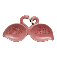 Conjunto de dois flamingos de cerâmica rosa dois pratos