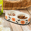 Black Circle Edge Bowl Bottom Printing Dog Footon Dog Circular Footon Ceramic Double Bowl Integração Bowl Dog Bowl Ceramic Feeder