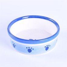 Bacia circular fora Impressão de pegadas de cachorro Bacia cerâmica do cão e bacia cerâmica do gato de bacia cerâmica do animal de estimação