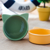 com Estilo Orelha de Gato Alimentador de Cães de Cerâmica Circular Alimentador de Cerâmica Rosa Pet Bowl de Gato