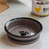 Círculo preto com pegadas Alimentador de cachorro circular de cerâmica impresso Alimentador de cerâmica rosa Pet Bowl