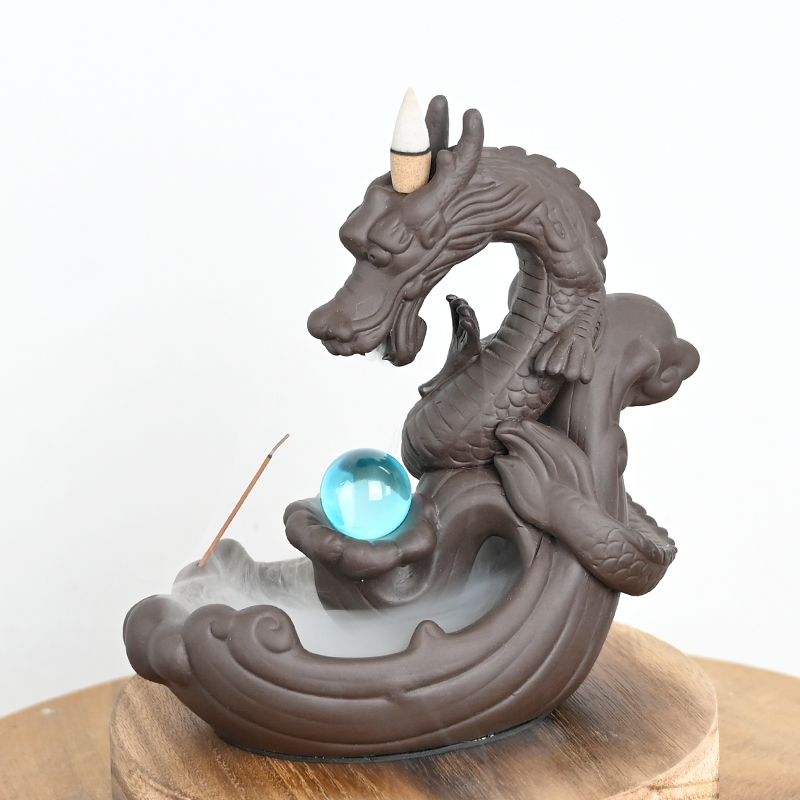 Dragão de cerâmica Incenso do queimador de dragão cerâmico Dragão Cachoeira Rodoflow Incense queimador de queimador de queimador de queimador