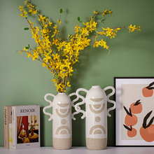 Vasos de cerâmica Estilo binaural Design Flower Organizador Decoração de móveis para casa
