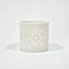 Desktop Night Light White Ceramic Tealight Holder com Snowflake Design Cutout Cutout Creamic Tealight Veller