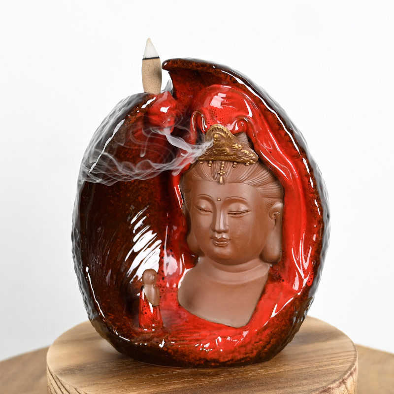 Fabricante de vendas diretas de cerâmica Guanyin Cachoeira Queimador de incenso de refluxo