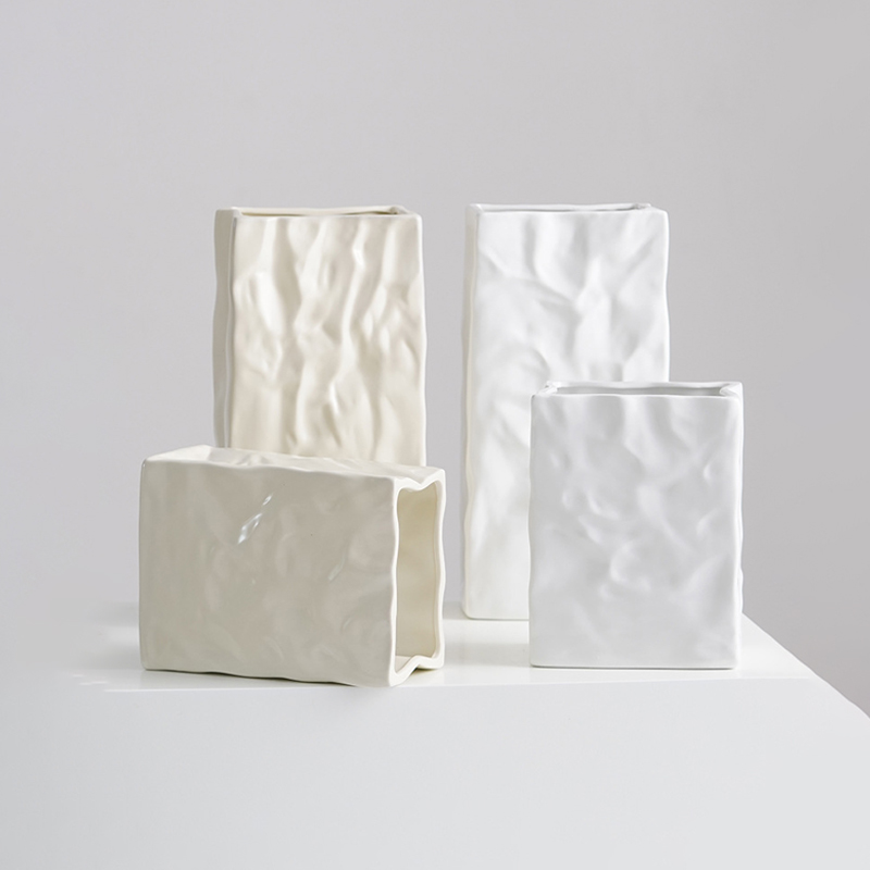 Vaso de cerâmica de decoração de design quadrado