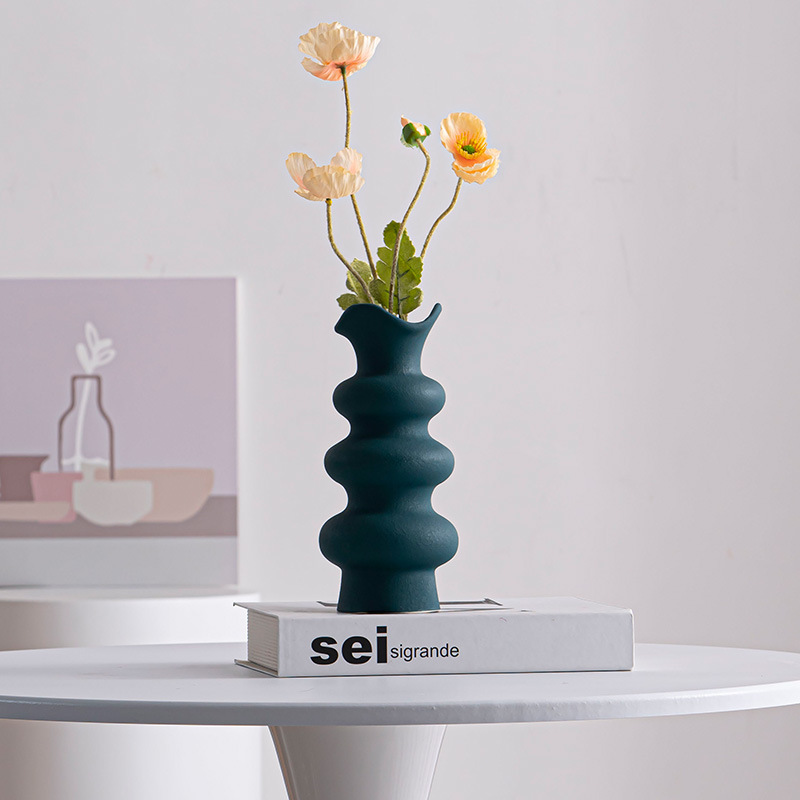 Rosa, azul, preto, branco e de três camadas de design de estilo de flor vasos de cerâmica para decoração doméstica