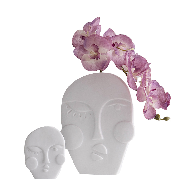 Projeto de múltiplas expressões faciais vaso de cerâmica branca decoração em casa, vaso de flor de porcelana