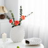 Vaso de cerâmica plano redondo moderno, vaso de flores canelado plissado, preto, branco, nórdico, decoração de casa, atacado, criativo, vaso de mesa de porcelana com nervuras