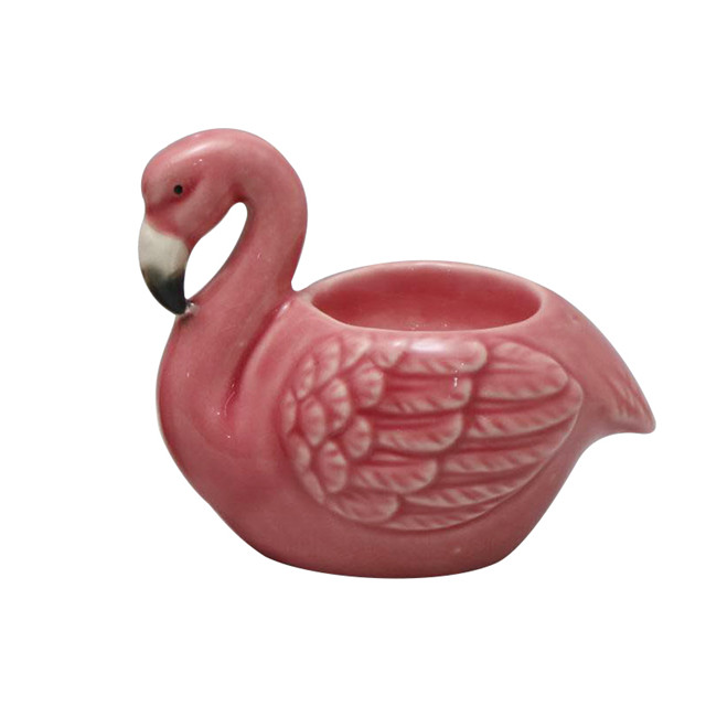 Castiçal Flamingo Rosa Cerâmico