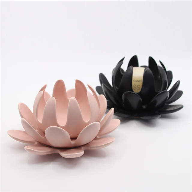 Todos os tipos de padrões de flores para decoração de casa castiçal de cerâmica preta