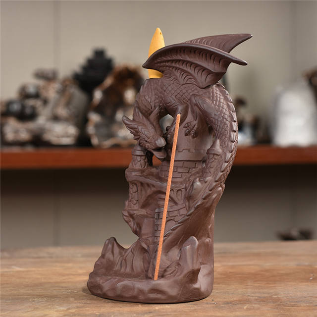 2020 anos NO 2 estilo novo produto estátua dragão cachoeira cerâmica dragão queimador de incenso