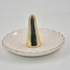 Chassi de flores estilo cone dourado bandeja de joias em cerâmica suporte para anel