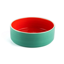 Impressão de fundo vermelho Neve branca Tigela de cerâmica para animais Tigela para cães Tigela para gatos pequena e fresca Tigela para pet redonda