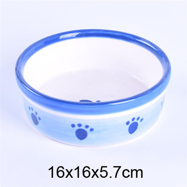 Bacia circular fora Impressão de pegadas de cachorro Bacia cerâmica do cão e bacia cerâmica do gato de bacia cerâmica do animal de estimação