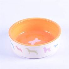 tigela fora impresso cão tigela rosa ossos de impressão inferior fotos alimentador de cerâmica para animais tigela de cerâmica para cães