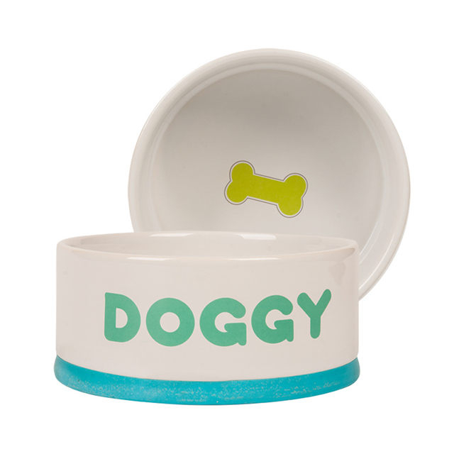 com logotipo impresso cerâmica cerâmica cão alimentar rosa cerâmica pet alimentador tigela de cachorro