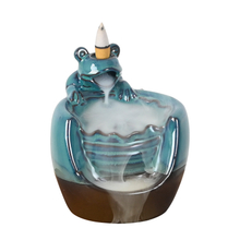 Lâmpada decorativa azul LED luz cerâmica cascata refluxo queimador de incenso