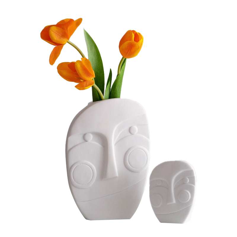 Projeto de múltiplas expressões faciais vaso de cerâmica branca decoração em casa, vaso de flor de porcelana