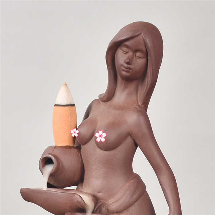 Porta-incenso Mobiliário Doméstico Estátua Deusa Backflow Incenso Cone Cerâmica Backflow Incense Burner