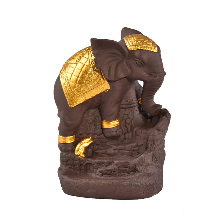 Cerâmico Elefante Cachoeira Backflow Incense Burner