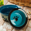 Impressão inferior da tigela Imagens dos ossos Azul céu Cerâmica Alimentador de animais de estimação Tigela de cerâmica para cães