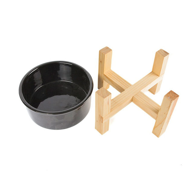 Quadro de suporte de madeira criativo Pet Bowl Tigela de cerâmica para animais de estimação pet dog cat bowl